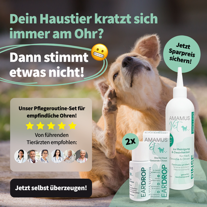 AMAMUS Vet Ohrenpflege Set - Jetzt Tierohren effektiv reinigen & sanft pflegen!