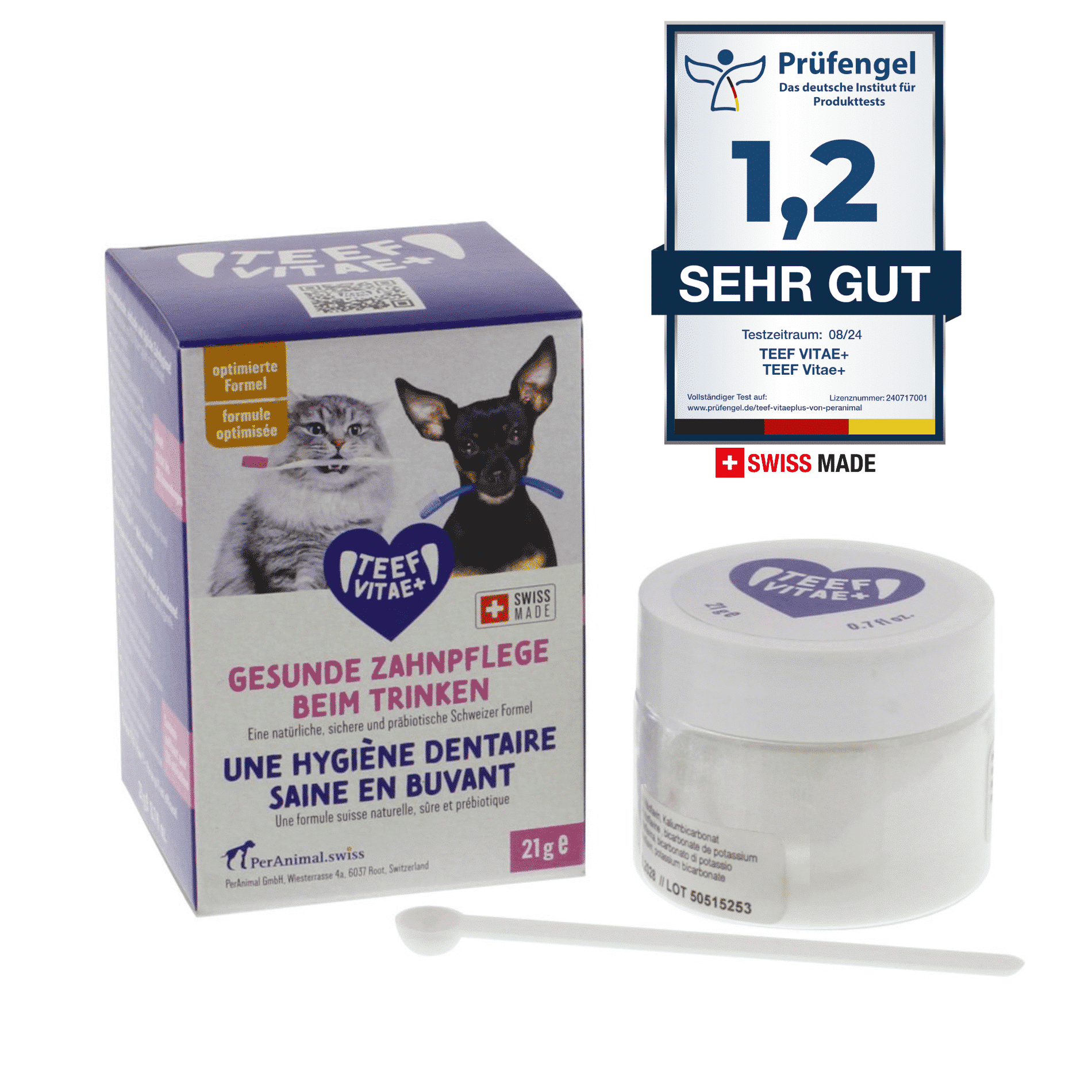 TEEF VitaePlus® (6g) - Natürliche Zahnpflege bei Maulgeruch & Zahnstein für Hunde & Katzen (ausreichend für 60 Tage / 60 Anw.)