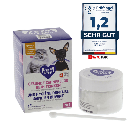 TEEF VitaePlus® (21g) - Natürliche Zahnpflege beim Trinken für Hunde & Katzen (ausreichend für 210 Tage / 210 Anw.)