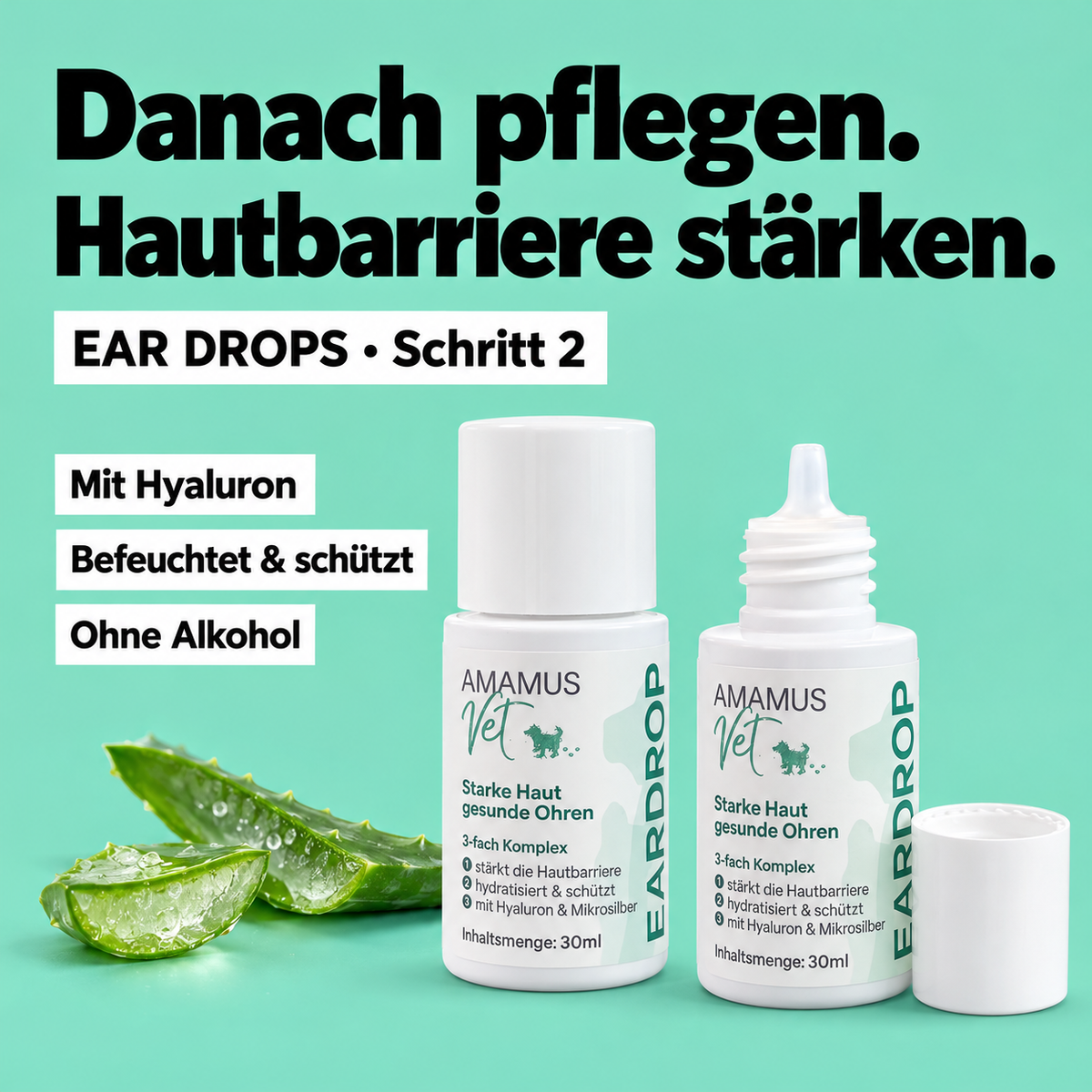 AMAMUS Vet Ohrenpflege Starter Set - Jetzt Tierohren effektiv reinigen & sanft pflegen!