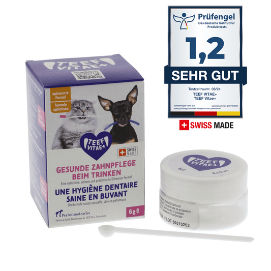 TEEF VitaePlus® (6g) - Natürliche Zahnpflege bei Maulgeruch & Zahnstein für Hunde & Katzen (ausreichend für 60 Tage / 60 Anw.)