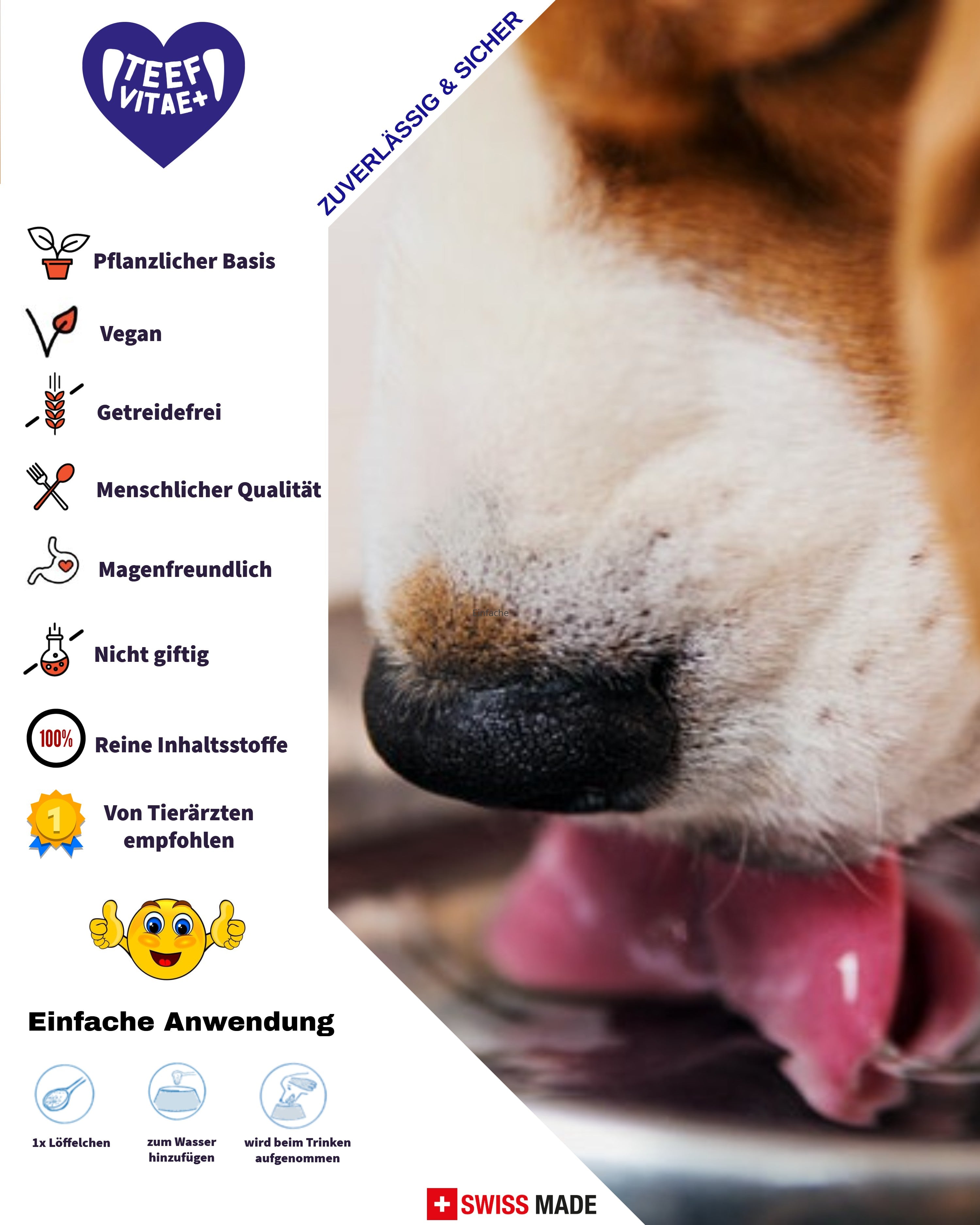 TEEF VitaePlus® (6g) - Natürliche Zahnpflege bei Maulgeruch & Zahnstein für Hunde & Katzen (ausreichend für 60 Tage / 60 Anw.)